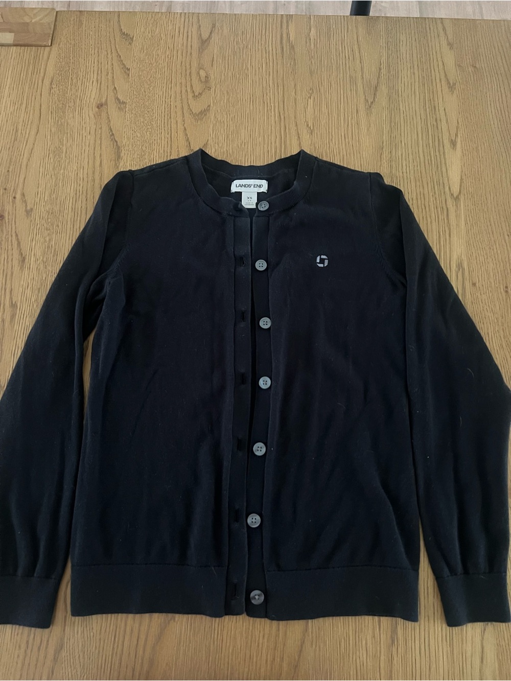 Lands' End Black Button Cardigan Sweater